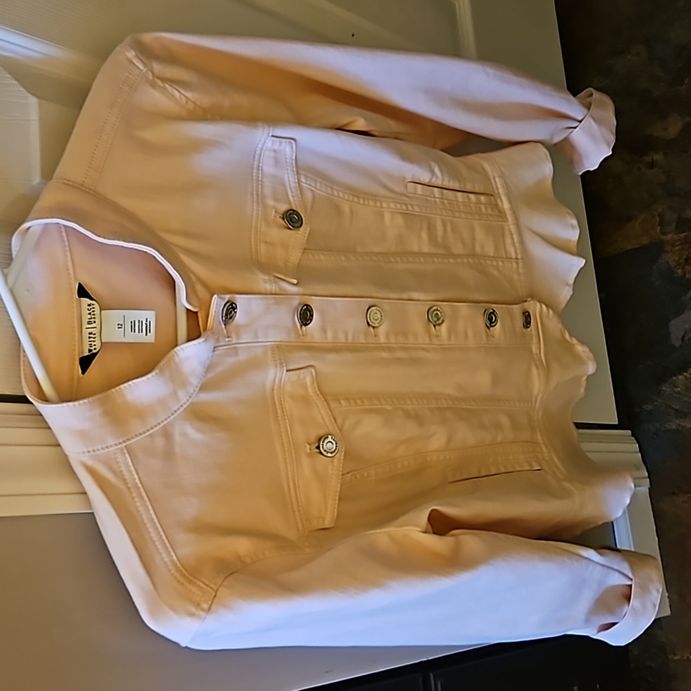 PINK white house black market denim jacket sz 12